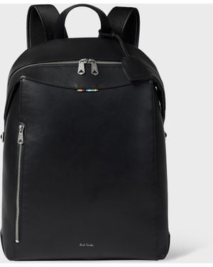Paul Smith Leather 'Signature Stripe' Backpack - Black
