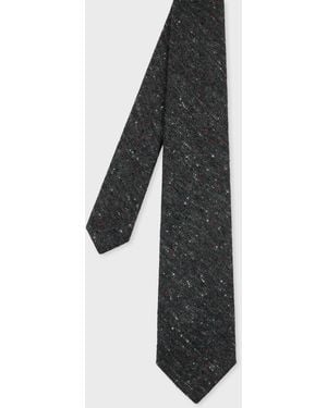 Paul Smith Dark Wool Donegal Tie - White