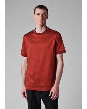 Paul Smith Rust 'Signature Stripe' Collar T-Shirt - Red