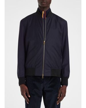 Paul Smith Dark 'Storm System' Wool Bomber Jacket - Blue