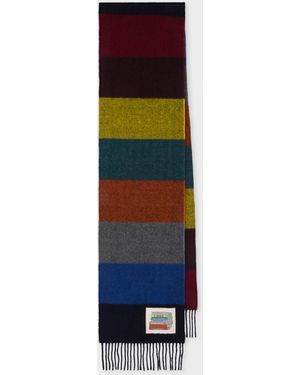 Paul Smith Block Stripe Wool Scarf - White