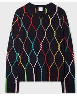 Paul Smith Knitted Sweater With Signature Diamond Pattern - Blue