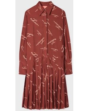 Paul Smith Burgundy 'Love' Print Shirt Dress - Red