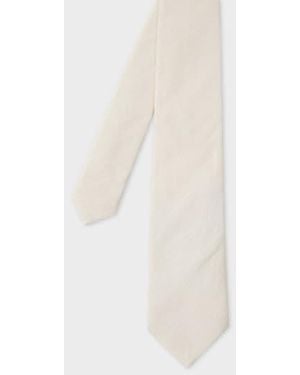 Paul Smith Ecru Linen-Silk Blend Textured Tie - White