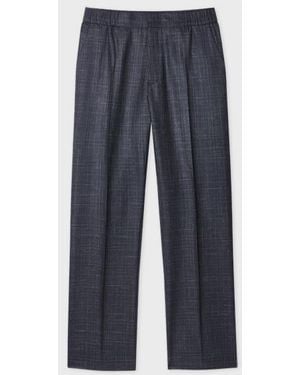 Paul Smith Wool-Silk Elasticated-Waist Pants - Blue