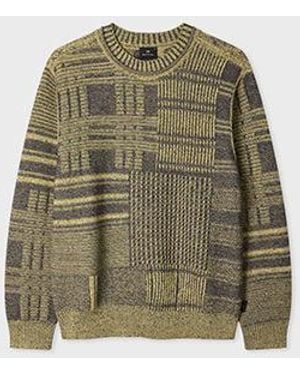 Paul Smith Lime 'Patchwork' Cotton-Blend Sweater - Green