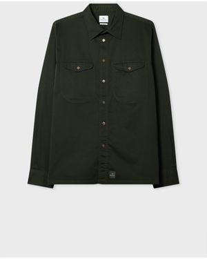 Paul Smith Dark Casual-Fit Garment-Dyed Sateen Shirt - Green