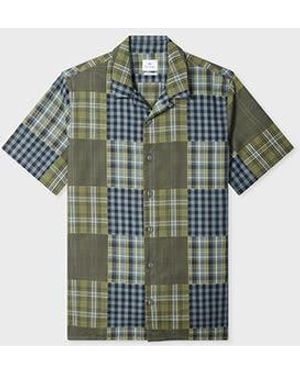 Paul Smith Regular-Fit Patchwork Check Shirt - Green