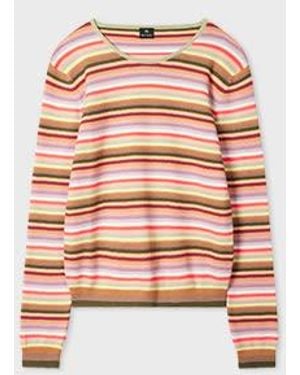 Paul Smith Scoop Neck Striped Sweater - Pink