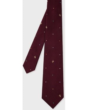 Paul Smith Burgundy Silk 'Polka Dot Rabbit' Tie - Purple