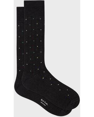 Paul Smith Cotton-Blend Multi Color Polka Dot Socks - Black