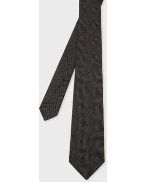 Paul Smith Wool-Silk Herringbone Tie - Black
