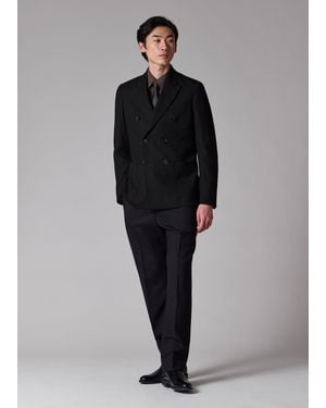 Paul Smith Tailored-Fit 'Suit To Travel In' Double-Breasted Blazer - Black