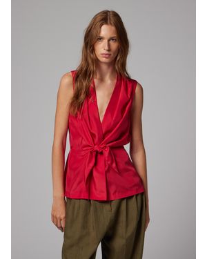 Paul Smith Fuchsia Silk Front Tie Top - Red