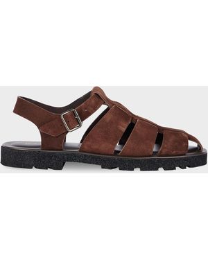 Paul Smith Chocolate Suede 'Sandoval' Fisherman Sandals - Brown