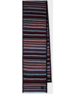 Paul Smith Cotton-Mohair Textured Stripe Scarf - Blue