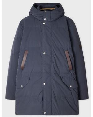 Paul Smith Long Down Parka With Detachable Hood - Blue