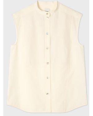 Paul Smith Ecru Sleeveless Grandad Shirt - Natural