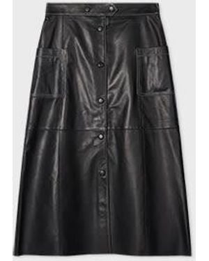 Paul Smith A-Line Leather Skirt - Black
