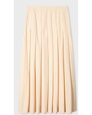 Paul Smith Cream Pleated Cotton-Blend Skirt - Natural