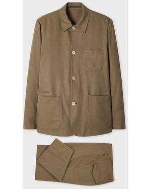 Paul Smith Khaki Lyocell-Twill Work Jacket And Pants Co-Ord - Natural