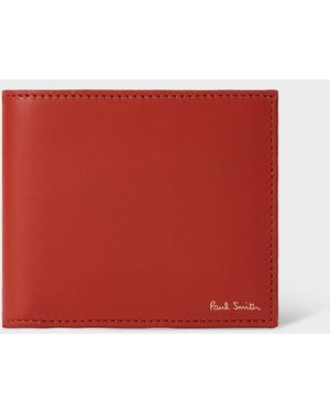 Paul Smith Brick Leather 'Signature Stripe' Interior Billfold And Coin Wallet - Red