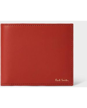Paul Smith Brick Leather 'Signature Stripe' Interior Billfold And Coin Wallet - Red