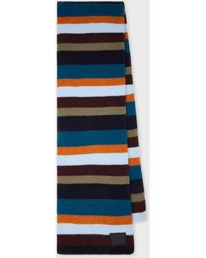Paul Smith Stripe Lambswool Scarf - Blue