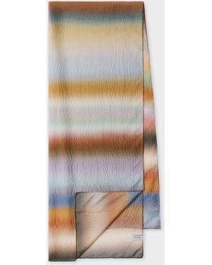 Paul Smith 'Smith Stripe' Crinkle Silk Scarf - White