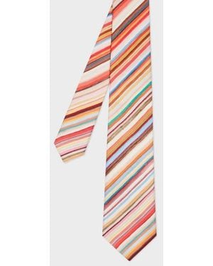 Paul Smith 'Painted Signature Stripe' Silk Tie - White
