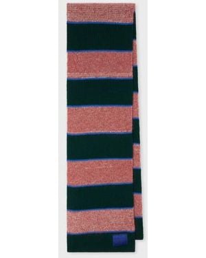 Paul Smith Stripe Lambswool Scarf - White