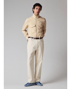 Paul Smith Ecru Linen Patch-Pocket Drawstring Jacket - White