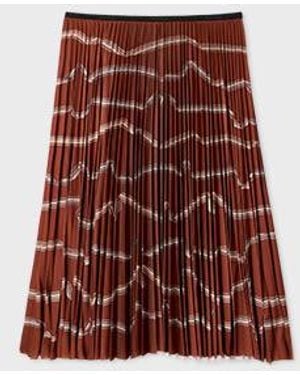 Paul Smith Rust 'Signature Stripe' Ribbon Print Skirt - Red