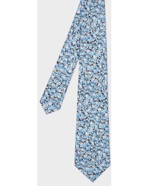 Paul Smith Light 'Digital Floral' Print Tie - Blue