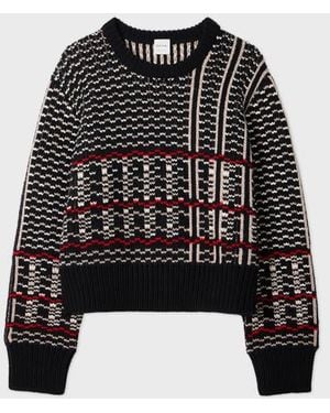 Paul Smith Oversized Check Merino Wool Knit Sweater - Black