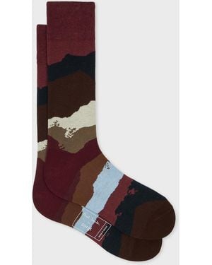 Paul Smith Burgundy Cotton-Blend 'Landscape' Socks - Red
