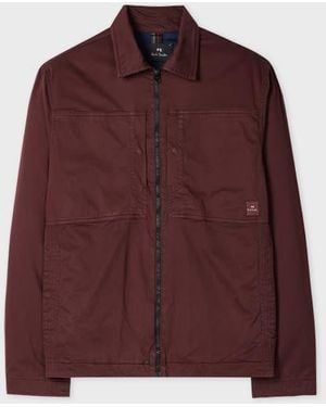 Paul Smith Burgundy Garment Dyed Stretch-Cotton Overshirt - Purple