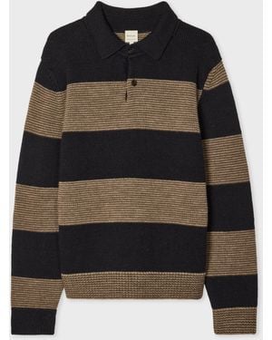 Paul Smith Block Stripe Polo Sweater - Black