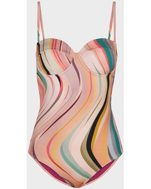 Paul Smith 'Dusky Swirl' Print Wrap Bandeau Swimsuit - Pink