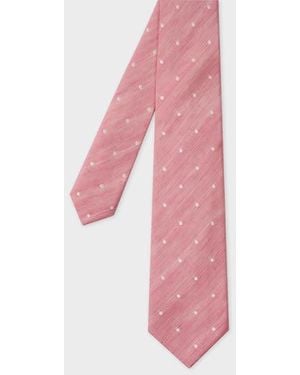 Paul Smith Linen-Silk Blend Oxford Polka Dot Tie - Pink