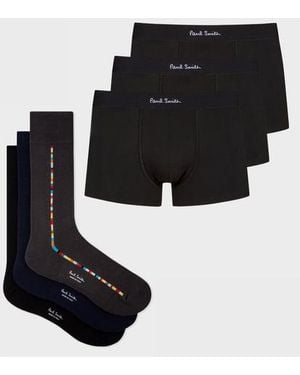Paul Smith Boxer Briefs & 'Signature Stripe' Socks Three Pack Gift Set - Black