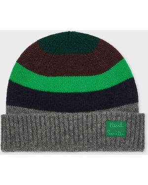 Paul Smith And Stripe Wool Beanie - Green