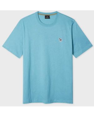 Paul Smith Light Organic Cotton Zebra Logo T-Shirt - Blue