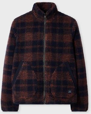 Paul Smith And Check Zip Fleece Jacket - Blue