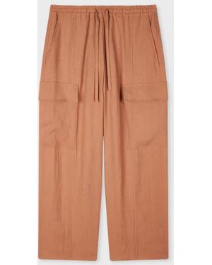 Paul Smith Light Linen Tapered Cargo Pants - Brown