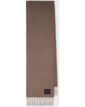 Paul Smith Taupe Cashmere Logo Scarf - Brown
