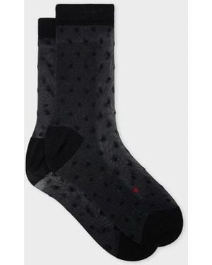 Paul Smith Sheer Polka Dot Socks - Black