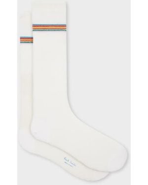 Paul Smith 'Signature Stripe' Trim Socks - White