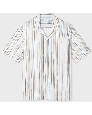 Paul Smith 'Signature Pinstripe' Short-Sleeve Shirt - White