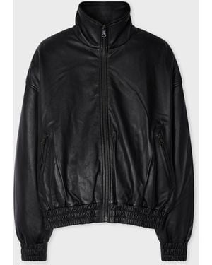 Paul Smith Leather Bomber Jacket - Black